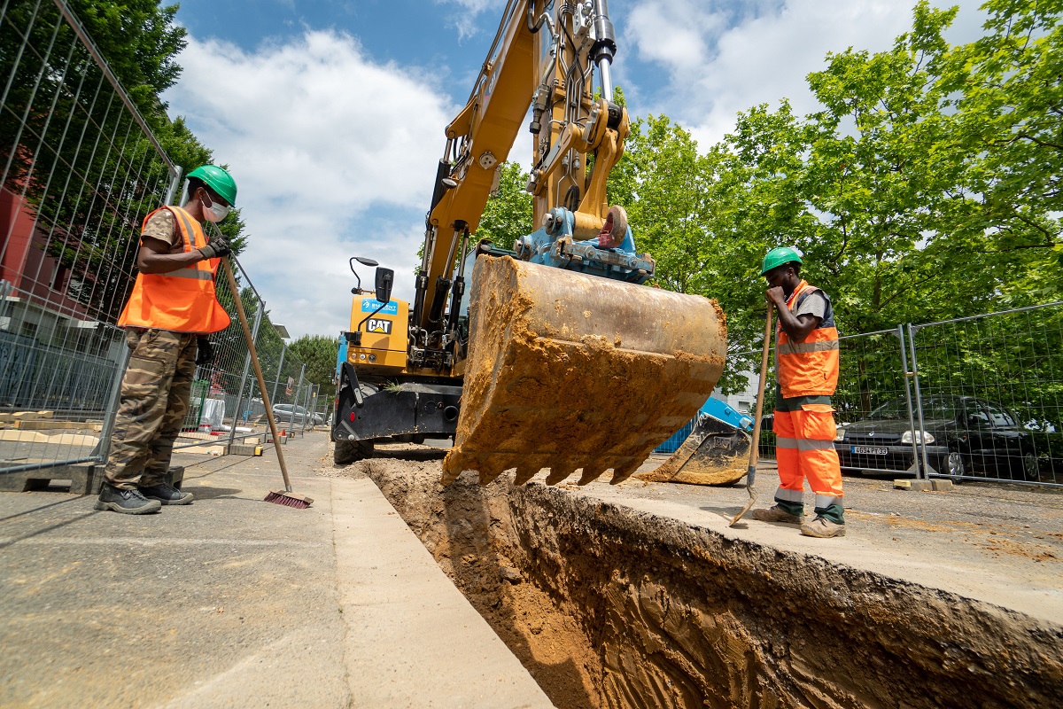 Chantier Marègue Cenon réseau de chaleur Hauts de Garonne tranchées